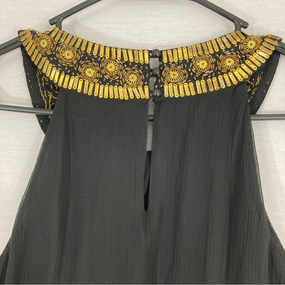 NEW ECI New York Black Gold Embellished 100% Silk Dress size 2 - Picture 8 of 9